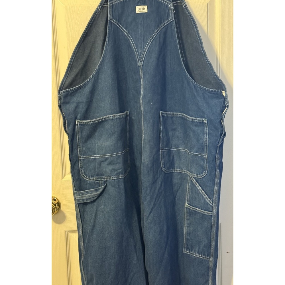 Liberty Mens Denim Bib Overalls 46x32 Blue Workwear Carpenter 100% Cotton - Picture 8 of 13